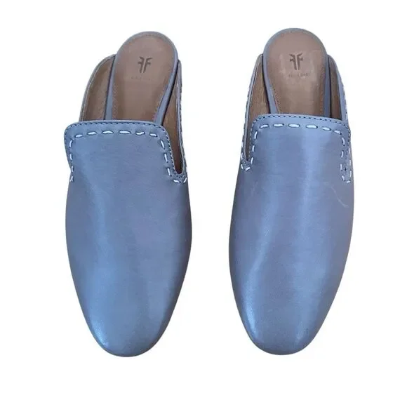 Frye Gwen Pickstitch Mules Slide Size 7.5 Gray New - Picture 2 of 8